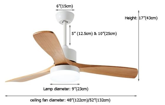 métal de 110V 220VDC 35W et lumière en bois de fan de plafond pour le salon