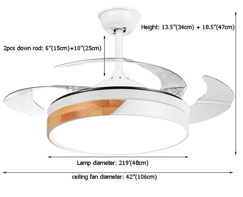 fan de plafond escamotable de 42inch 220v Crystal Ceiling Fan Hidden Blade avec la lumière