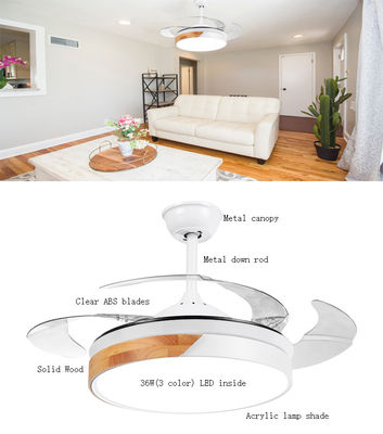 fan de plafond escamotable de 42inch 220v Crystal Ceiling Fan Hidden Blade avec la lumière