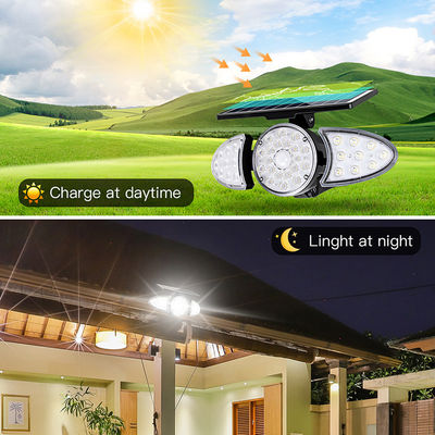 Trois lumière de mur de capteur solaire des têtes 100-400LM 38PCS LED pour la voie