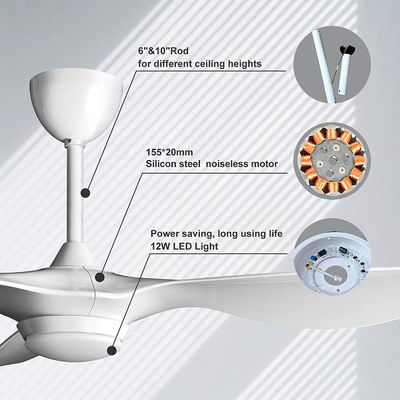 La fan de plafond 72w lumineuse moderne de luxe a mené le commutateur léger de moteur en métal de lampe de corps