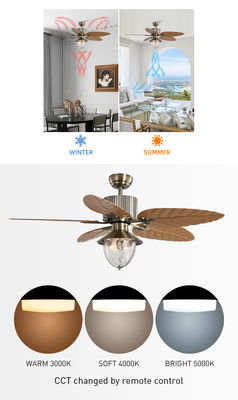 Lame escamotable invisible à télécommande décorative moderne de 4100k Crystal Ceiling Fan With Light