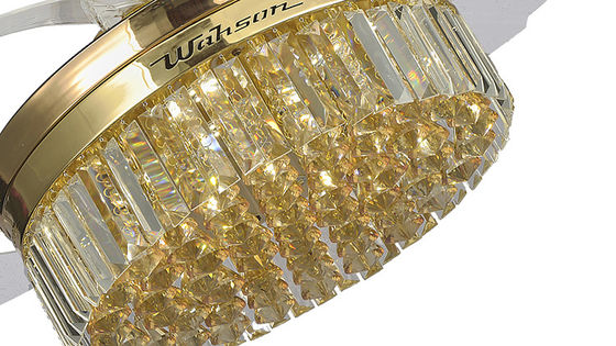 Lumière escamotable de fan de plafond de Crystal Lampshade Silent LED 36W avec les lames se pliantes