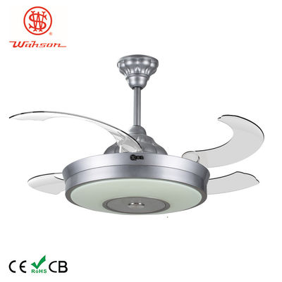 la fan de plafond de fantaisie de 6000K 3600lm allume la fan de plafond pliante argentée avec des lames de sortie de bruit