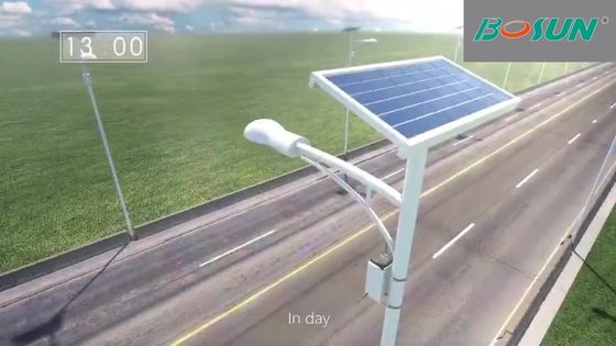 Tous dans un poteau actionné solaire du réverbère de 14000lm 30W 80W LED 18V installer