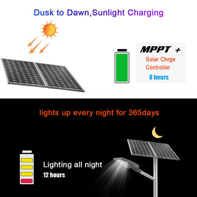 Tous dans un poteau actionné solaire du réverbère de 14000lm 30W 80W LED 18V installer