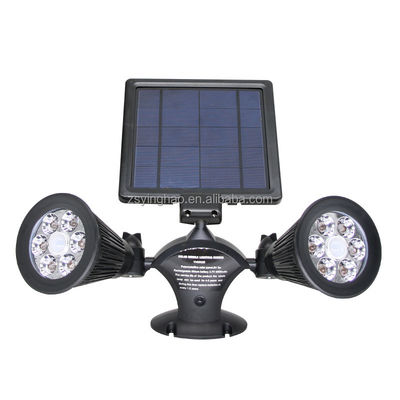 projecteur solaire de capteur de mouvement de 12LEDs 20-600Lumen tête solaire de projecteur de double