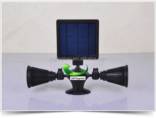 projecteur solaire de capteur de mouvement de 12LEDs 20-600Lumen tête solaire de projecteur de double