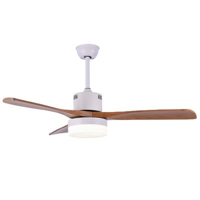 Lumière 6000K de fan de la maison 1320mm Matt White Natural Wood Ceiling de cru d'ODM d'OEM