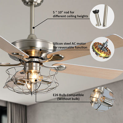 Balayé nickelez la fan de plafond de lame en métal 2000LM cinq avec 65W léger