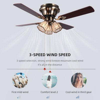 fan en laiton de table à secousses de cru de lumière de fan de plafond de l'antiquité 120V 42