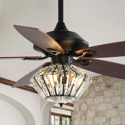 lame Matt Black Ceiling Fan With en métal de 120V 52Inch 5 à télécommande pour le salon d'intérieur
