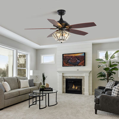 lame Matt Black Ceiling Fan With en métal de 120V 52Inch 5 à télécommande pour le salon d'intérieur