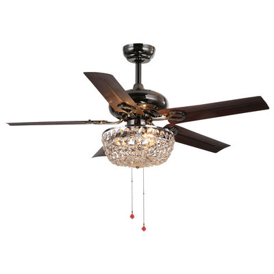 fan de plafond de bureau de 4100K 3600LM Crystal Flush Mount Ceiling Fan avec la chaîne de traction légère