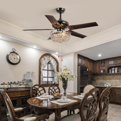 fan de plafond de bureau de 4100K 3600LM Crystal Flush Mount Ceiling Fan avec la chaîne de traction légère