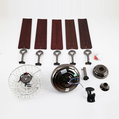 fan de plafond de bureau de 4100K 3600LM Crystal Flush Mount Ceiling Fan avec la chaîne de traction légère