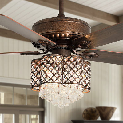 pièce moderne à télécommande de 52Inch 120V Crystal Ceiling Lamp In Dining