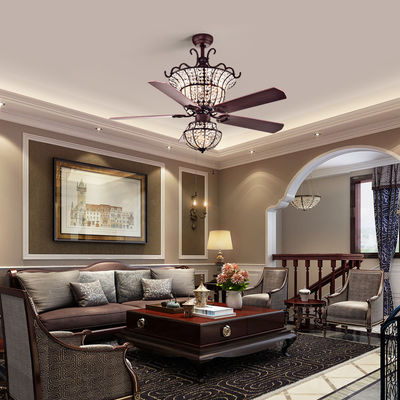 6000LM 48 salon de luxe de Crystal Ceiling Fan Light For de lustre de pouce 1220MM