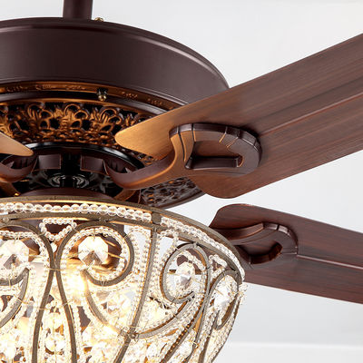 Lustre décoratif Crystal Ceiling Fan Light de l'hôtel 4100K 3600LM 5 lames de fer