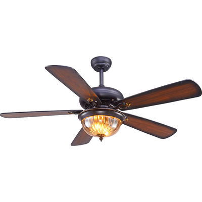Westing loge le noir 110AC Crystal Ceiling Fan Light de 52cm 5 lames 3 abats-jour