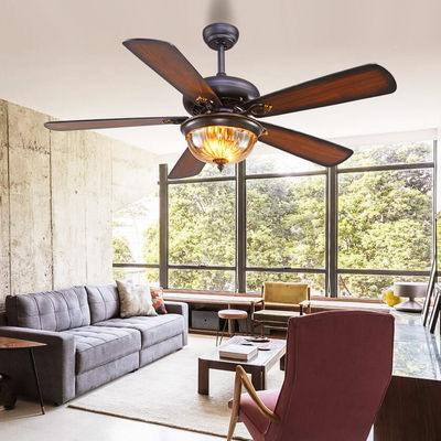 Westing loge le noir 110AC Crystal Ceiling Fan Light de 52cm 5 lames 3 abats-jour