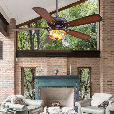 Westing loge le noir 110AC Crystal Ceiling Fan Light de 52cm 5 lames 3 abats-jour