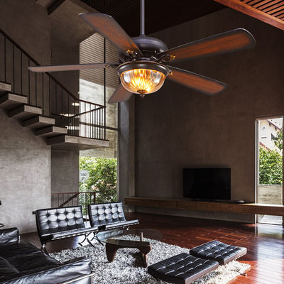 Westing loge le noir 110AC Crystal Ceiling Fan Light de 52cm 5 lames 3 abats-jour