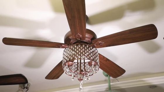 Aucune fan en bronze antique de lustre de salle à manger d'abat-jour en verre de fan de plafond du bruit 18w