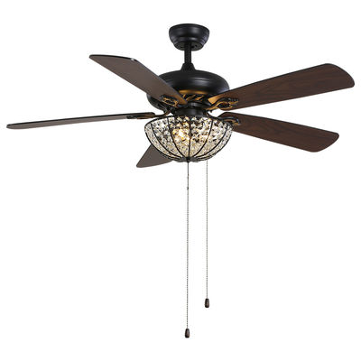 Fan de plafond du métier 4100K 1320mm d'appartement de villa d'hôtel Crystal Ceiling Fan With Remote