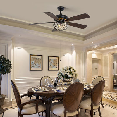Fan de plafond du métier 4100K 1320mm d'appartement de villa d'hôtel Crystal Ceiling Fan With Remote