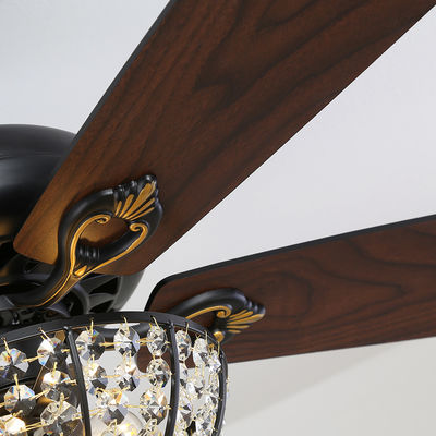 Fan de plafond du métier 4100K 1320mm d'appartement de villa d'hôtel Crystal Ceiling Fan With Remote