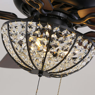 Fan de plafond du métier 4100K 1320mm d'appartement de villa d'hôtel Crystal Ceiling Fan With Remote