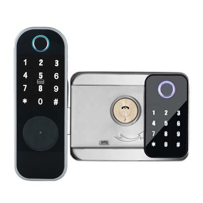 Serrure dégrossie d'empreinte digitale d'APPLI de Ttlock Tuya double pour le noir d'argent de porte de fer