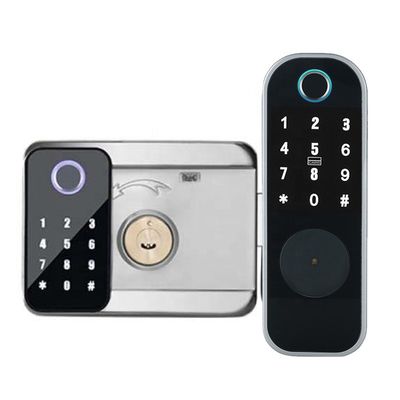 Serrure dégrossie d'empreinte digitale d'APPLI de Ttlock Tuya double pour le noir d'argent de porte de fer