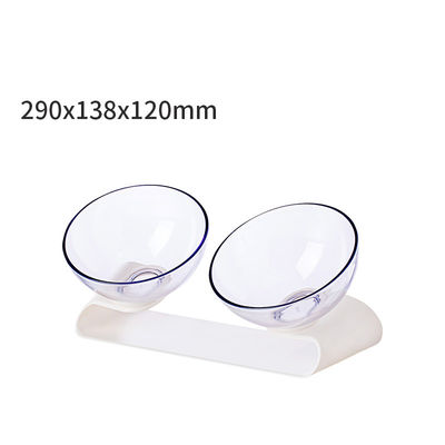 Double conducteur transparent viable Cat Food Bowls élevée par inclinaison de chien de cuvette
