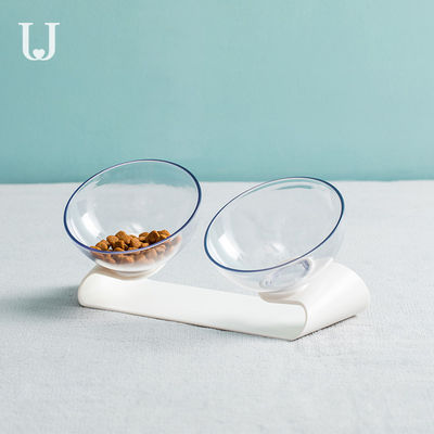 Double conducteur transparent viable Cat Food Bowls élevée par inclinaison de chien de cuvette