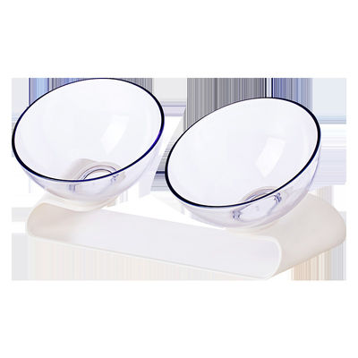 Double conducteur transparent viable Cat Food Bowls élevée par inclinaison de chien de cuvette