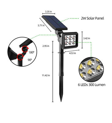 Lumière solaire de paysage d'IP65 3.7V 2200MAH LED 300 lumières solaires de chemin de lumen