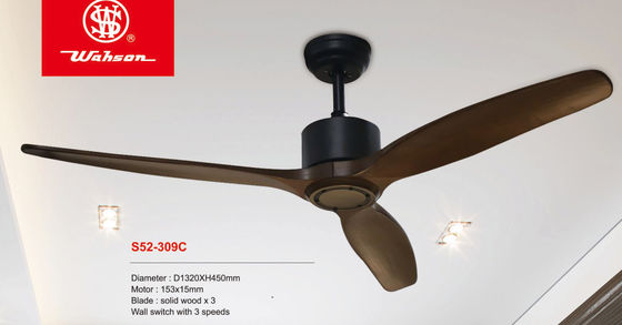 Bois solide de Matt Black Housing 3 modernes réversibles de fan de plafond de style