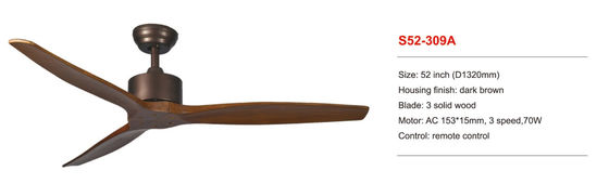 Lumière à télécommande en bois 110V - fan de fan de plafond de lustre de salon de 240V 70W