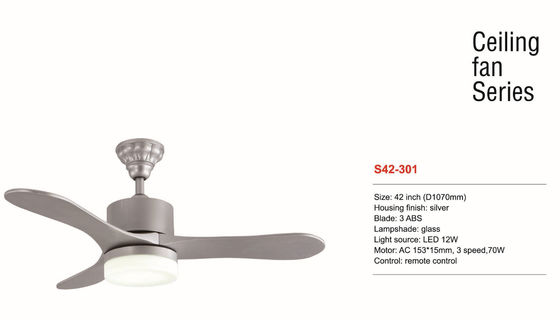 À télécommande argenté de couleur de fan de plafond de Dimmable LED de 42 pouces suspendu monté