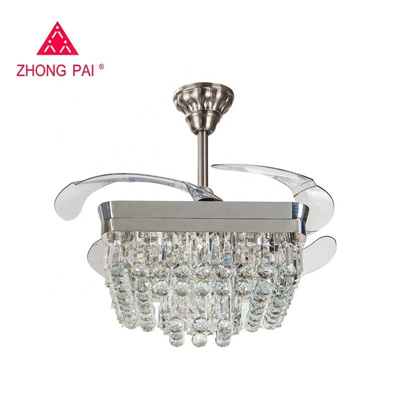Lustre escamotable contemporain Santi Nickle Color de fan de plafond de lame de 110v 110W