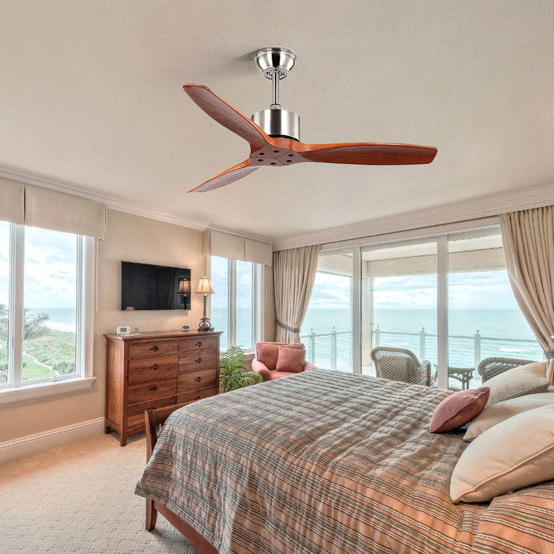 52Inch 75 fan de plafond en bois de lame du watt 3 avec l'éclairage économiseur d'énergie léger de Zhongshan