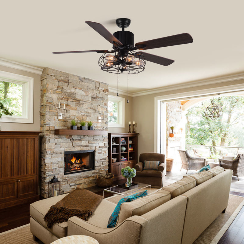 52 lumière décorative de fan de plafond de chaîne de traction de la palette 18w de pouce 5