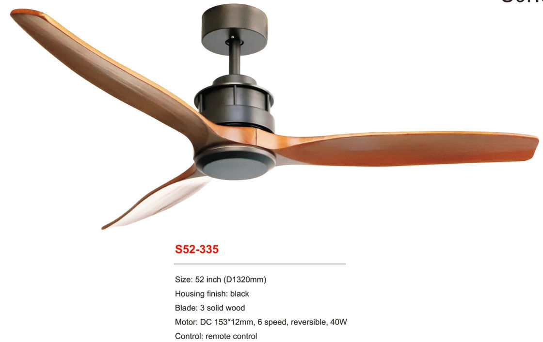 La fan de plafond en bois moderne d'intérieur allument le moteur de C.C de Matt Black Dimmable de 3 lames de contreplaqué