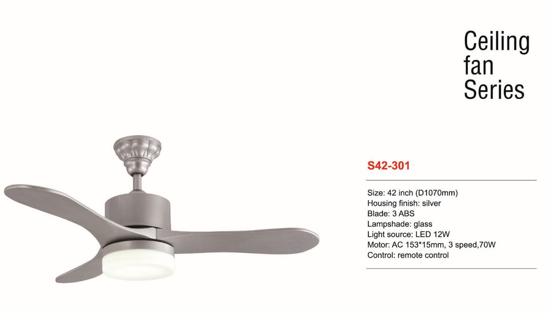 À télécommande argenté de couleur de fan de plafond de Dimmable LED de 42 pouces suspendu monté