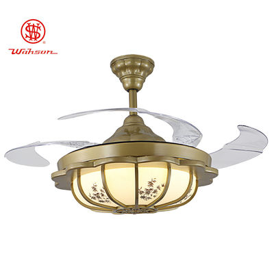 4 lumière escamotable moderne invisible acrylique 220v de fan de plafond des lames 5250lm