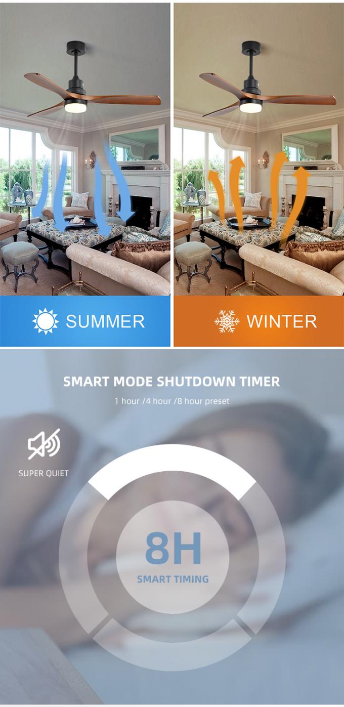 Fan de plafond à télécommande de Smart Home de lame de C.C 65W 3 à C.A. de Dimmable de soutien avec la lumière de LED