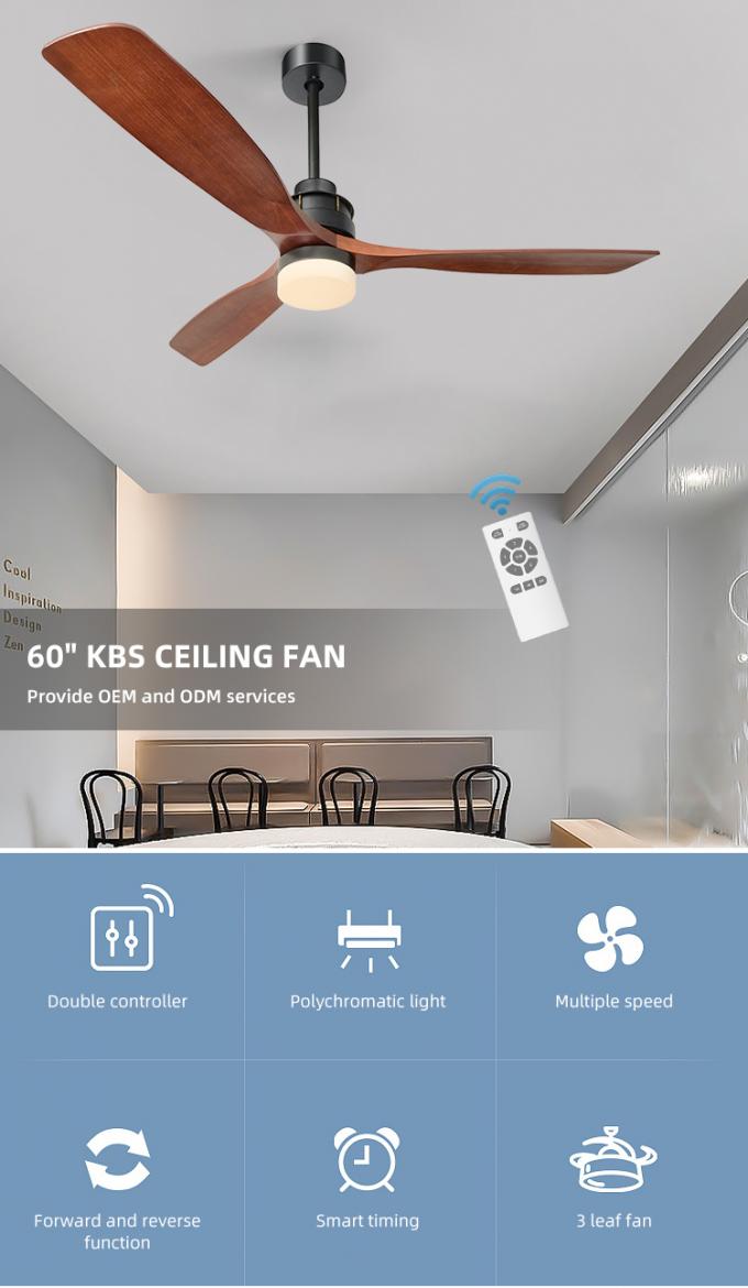 Pouces réglable décoratif 3Blade d'air froid de mode moderne 60 ont mené la lumière de fan de plafond