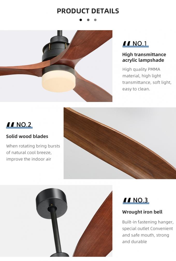 Pouces réglable décoratif 3Blade d'air froid de mode moderne 60 ont mené la lumière de fan de plafond